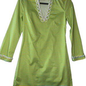 Sail to Sable Tunic Dress XXS Green White Stripe